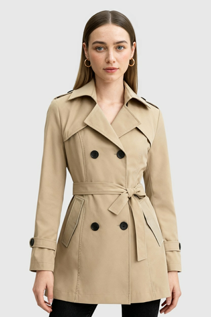 Maison Trench Coat | Double-Breasted | Belted Mid-Length | Cotton Blend