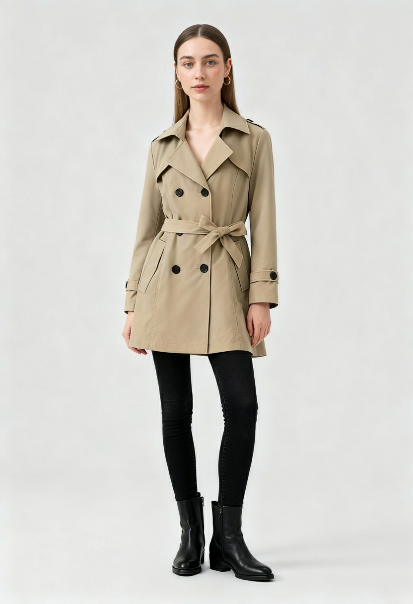 Maison Trench Coat | Double-Breasted | Belted Mid-Length | Cotton Blend