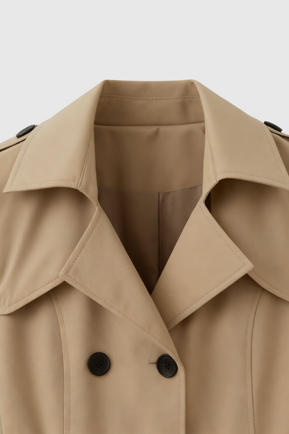 Maison Trench Coat | Double-Breasted | Belted Mid-Length | Cotton Blend