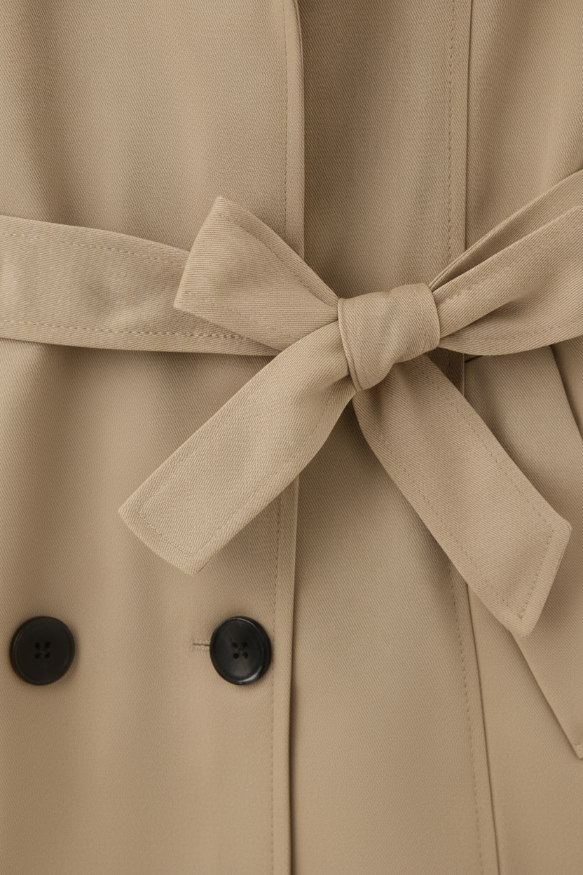 Maison Trench Coat | Double-Breasted | Belted Mid-Length | Cotton Blend