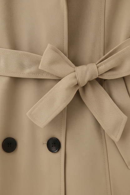 Maison Trench Coat | Double-Breasted | Belted Mid-Length | Cotton Blend