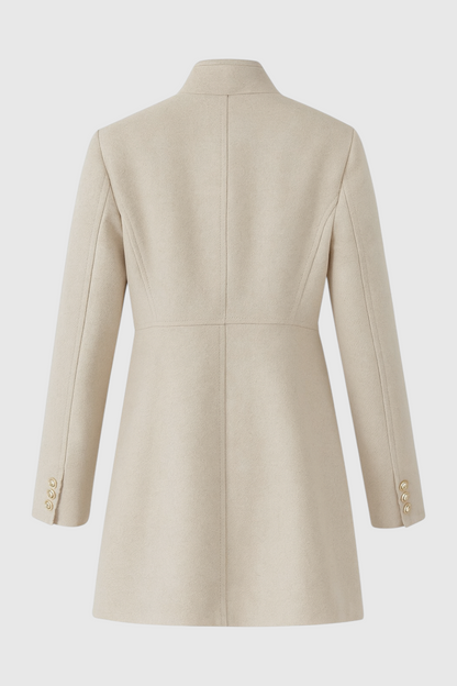 Double-Breasted Stand Collar Coat | Mid-Length, Structured Waist, Clean