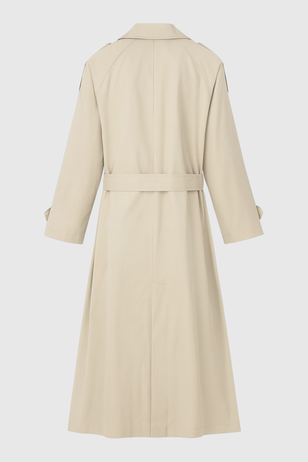Long Drape Trench Coat | Double Breasted, Belted Waist, Relaxed Fit