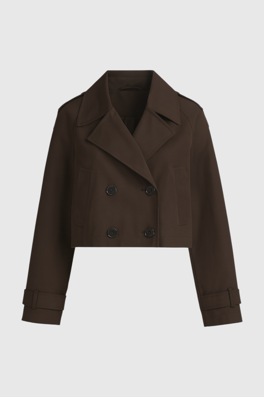 Cropped Trench Jacket | Double-Breasted Buttons, Notched Lapel