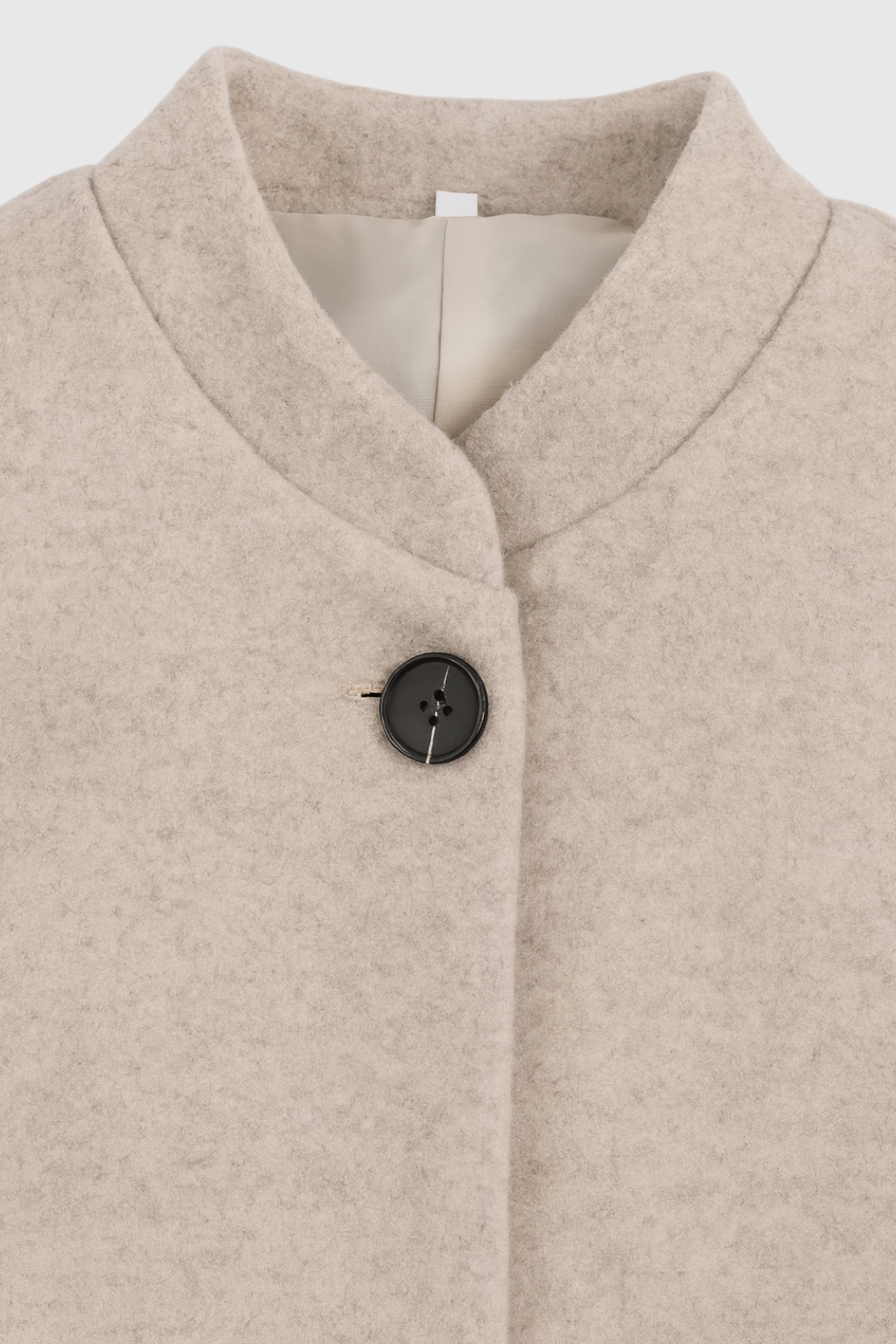 Long Belted Collarless Coat | Single-Breasted, Patch Pockets, Loose Fit