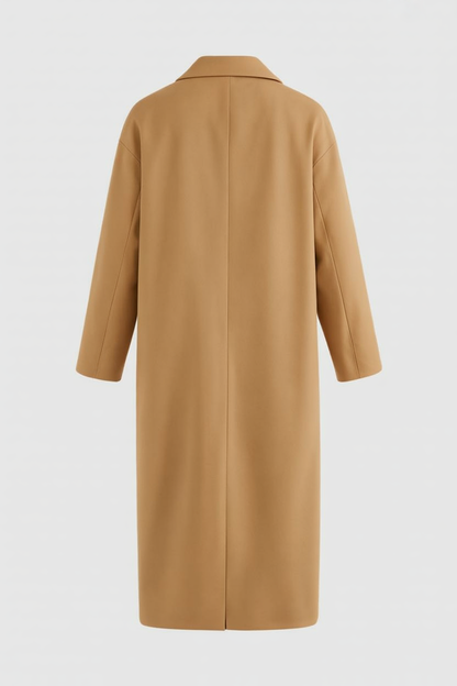 Double-Breasted Long Overcoat | Notched Lapel, Flap Pockets, Loose Fit