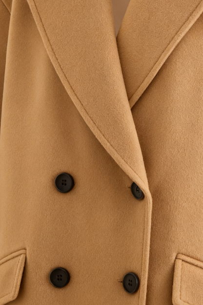 Double-Breasted Long Overcoat | Notched Lapel, Flap Pockets, Loose Fit