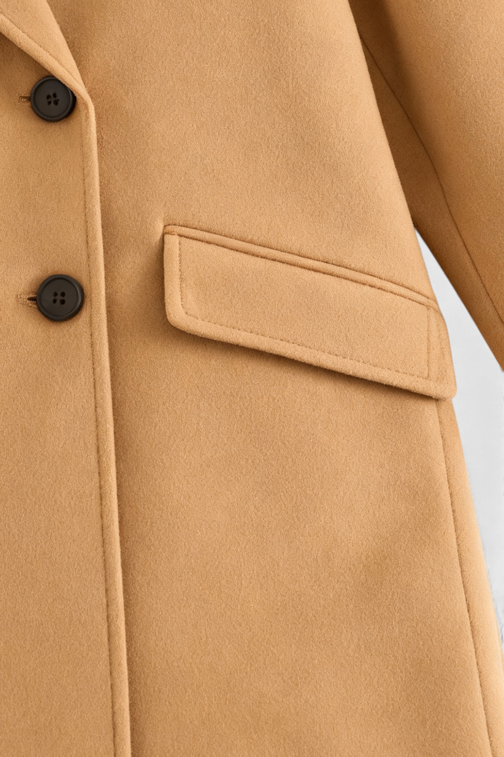 Double-Breasted Long Overcoat | Notched Lapel, Flap Pockets, Loose Fit
