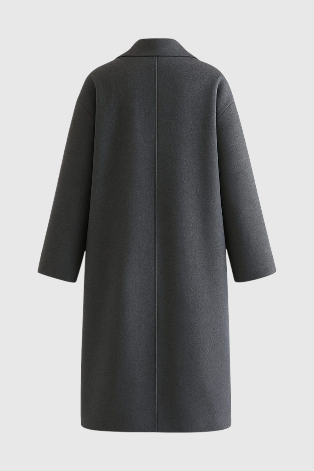 Double-Breasted Long Overcoat | Notched Lapel, Flap Pockets, Relaxed