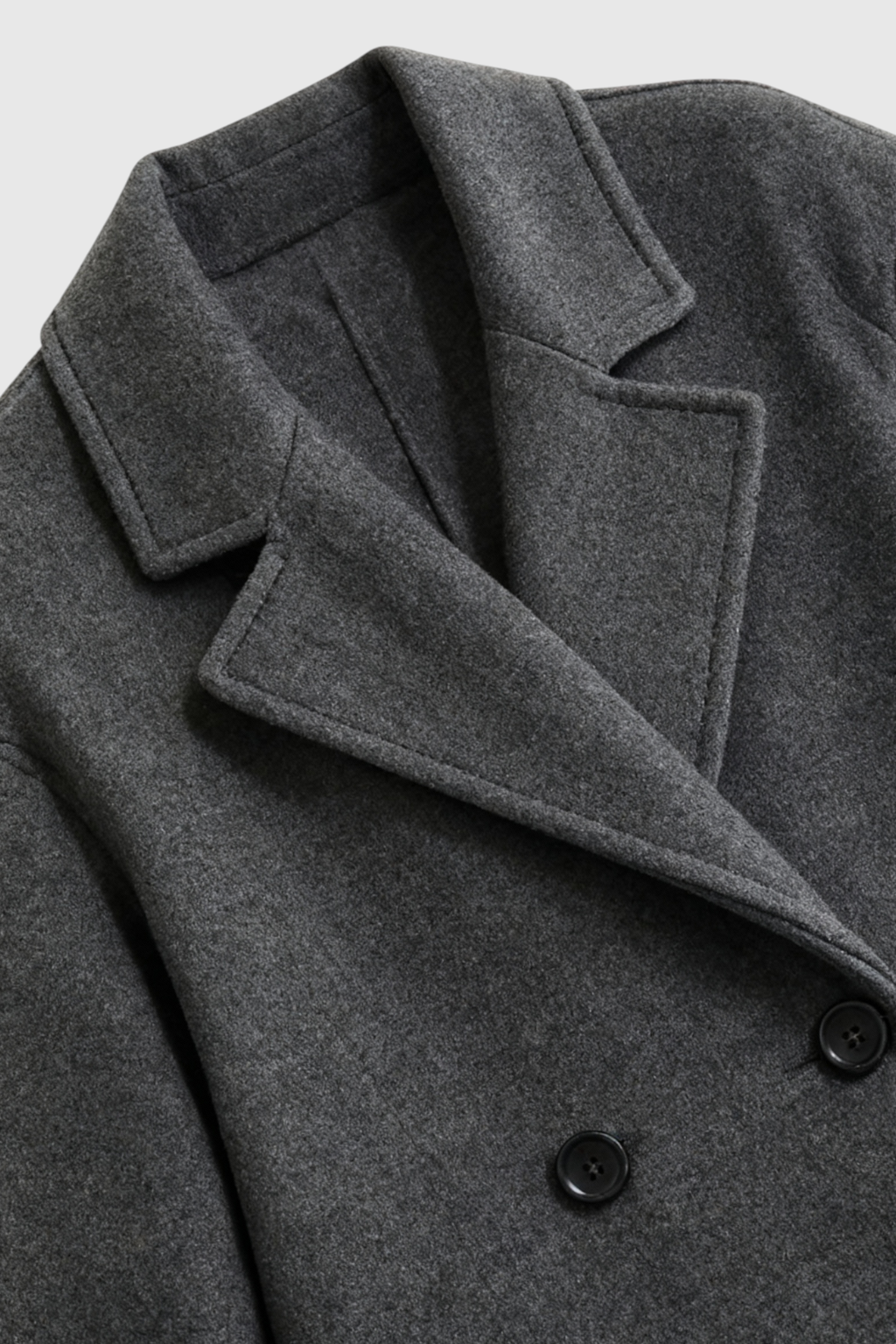 Double-Breasted Long Overcoat | Notched Lapel, Flap Pockets, Relaxed