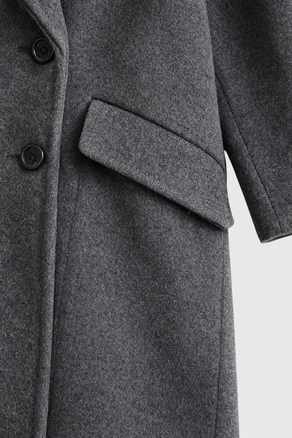 Double-Breasted Long Overcoat | Notched Lapel, Flap Pockets, Relaxed
