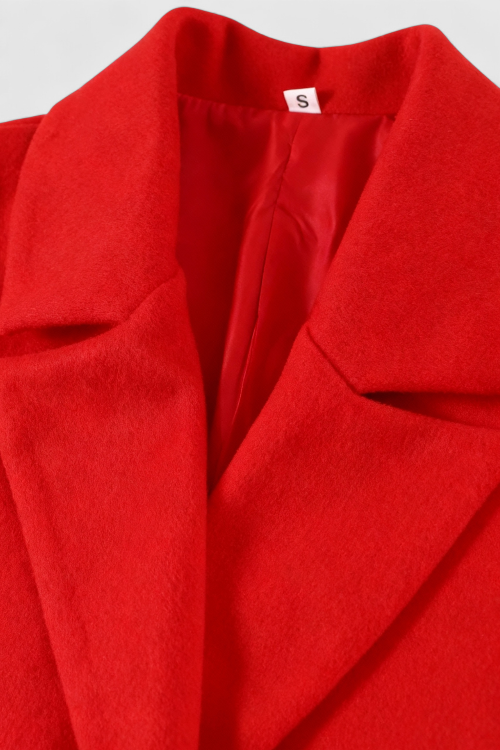 Long Double Breasted Coat | Slim Fit, Turn Down Collar, Full Sleeves