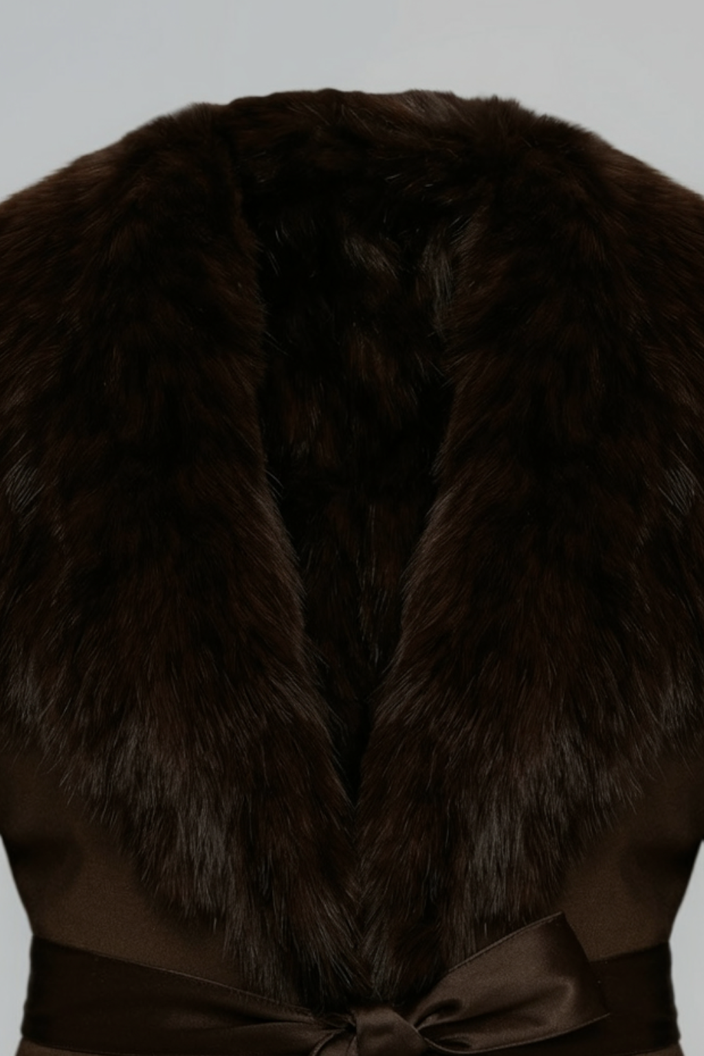 Long Belted Coat | Faux Fur Collar Trim | Wrap Front