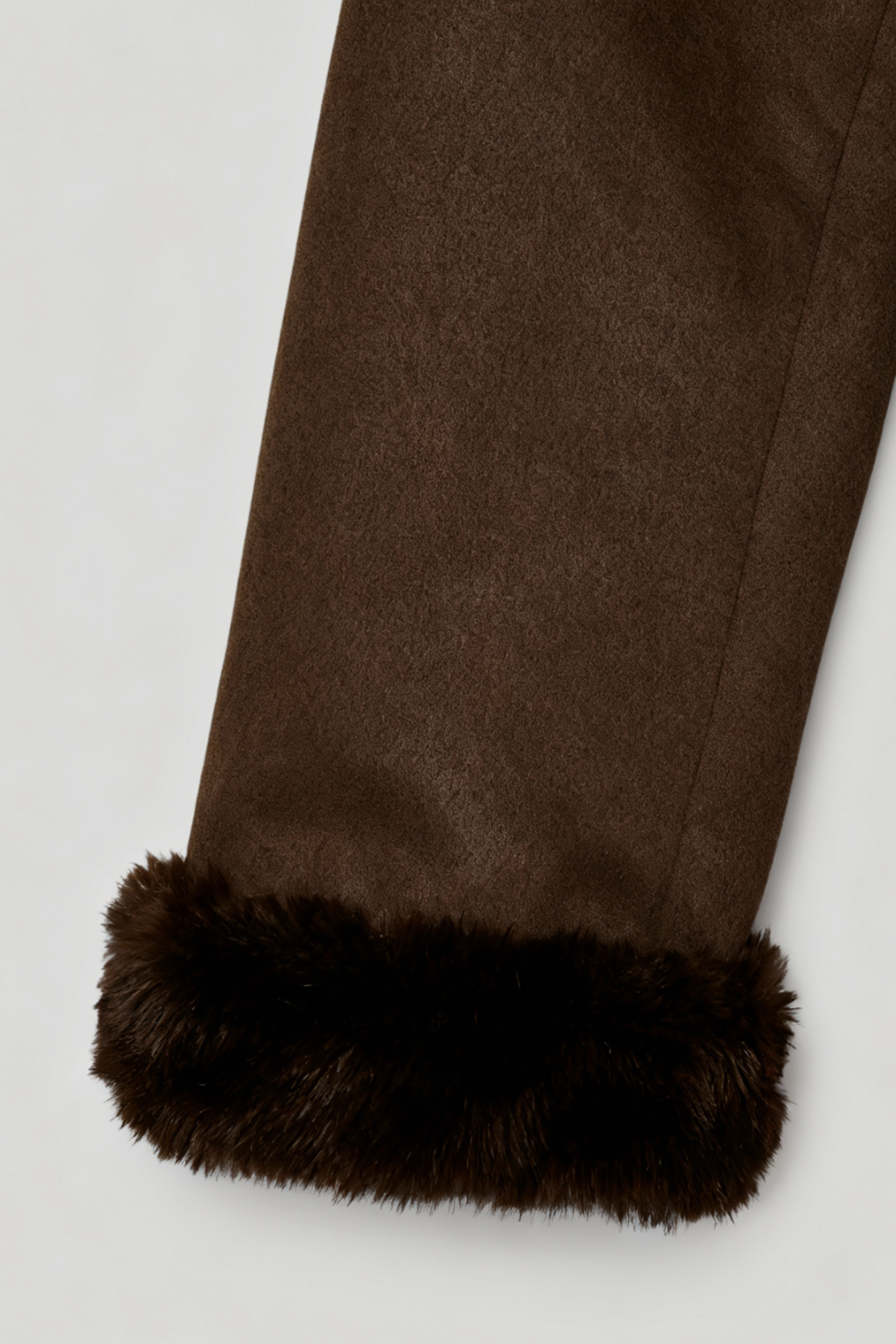 Long Belted Coat | Faux Fur Collar Trim | Wrap Front