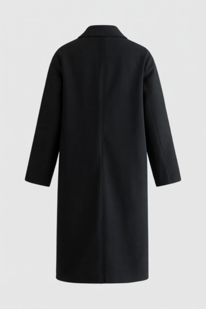 Double-Breasted Long Overcoat | Notched Lapel, Flap Pockets, Relaxed