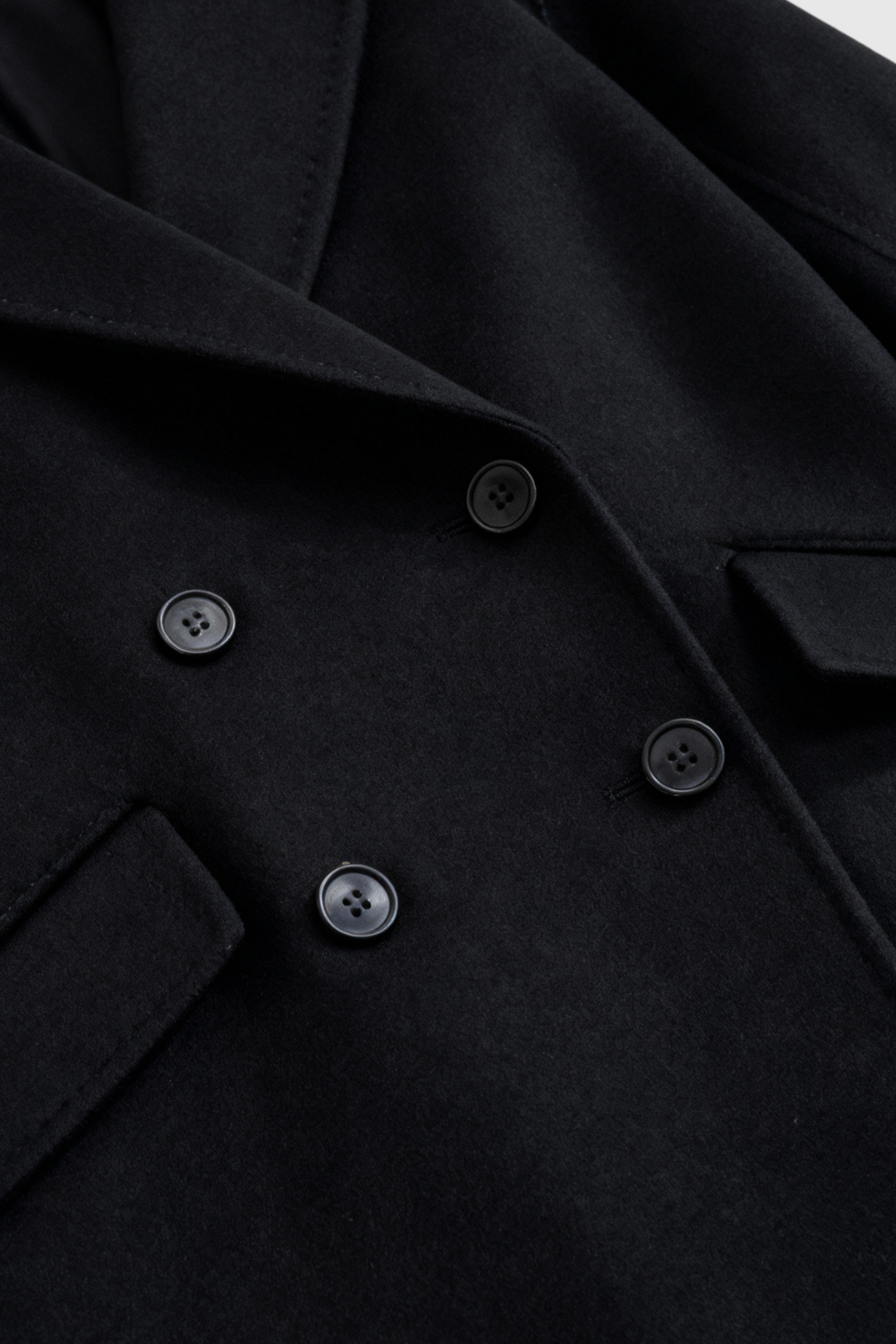 Double-Breasted Long Overcoat | Notched Lapel, Flap Pockets, Relaxed