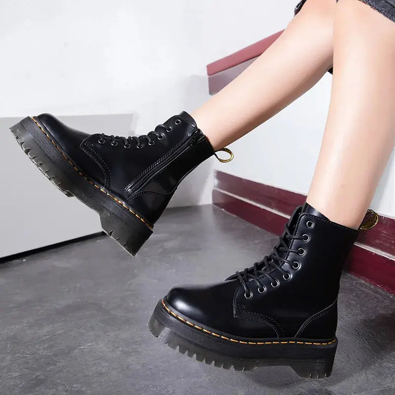 Women Leather Platform Boots