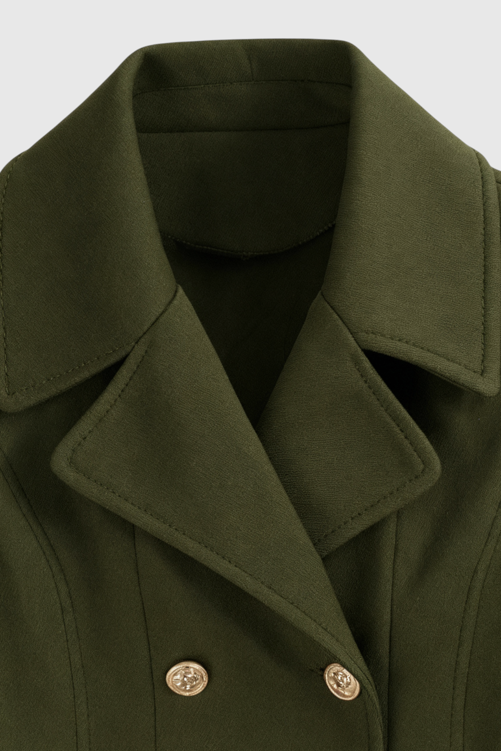 Long Fit-and-Flare Coat | Double Breasted, Belted Waist, Pleated Hem