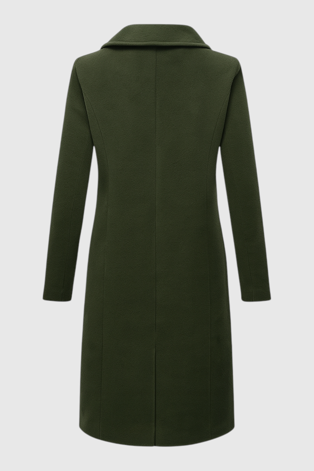 Long Double Breasted Coat | Notched Collar, Structured Line, Button Front