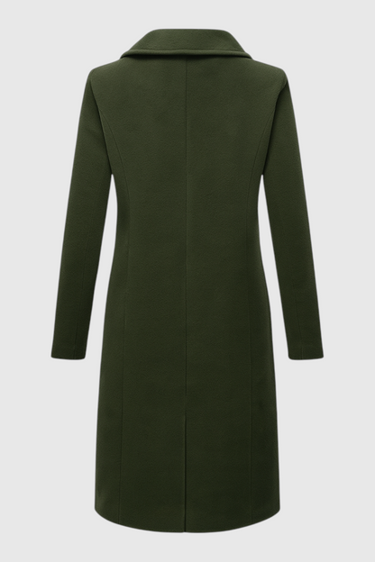 Long Double Breasted Coat | Notched Collar, Structured Line, Button Front