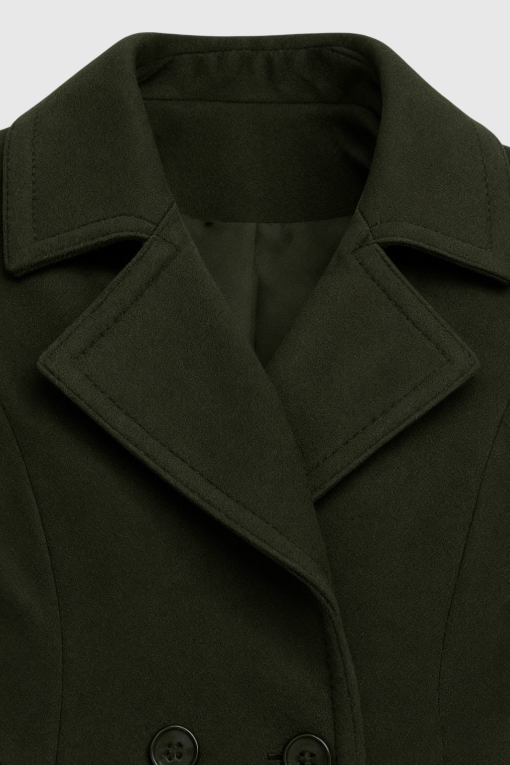 Long Double Breasted Coat | Notched Collar, Structured Line, Button Front