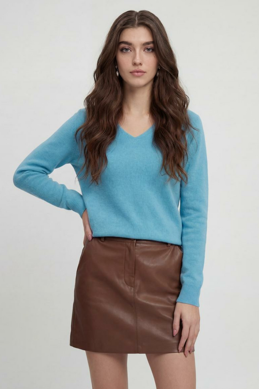 Cashmere V-Neck Sweater | Long Sleeve Knit, Slim Fit, Seamless Finish