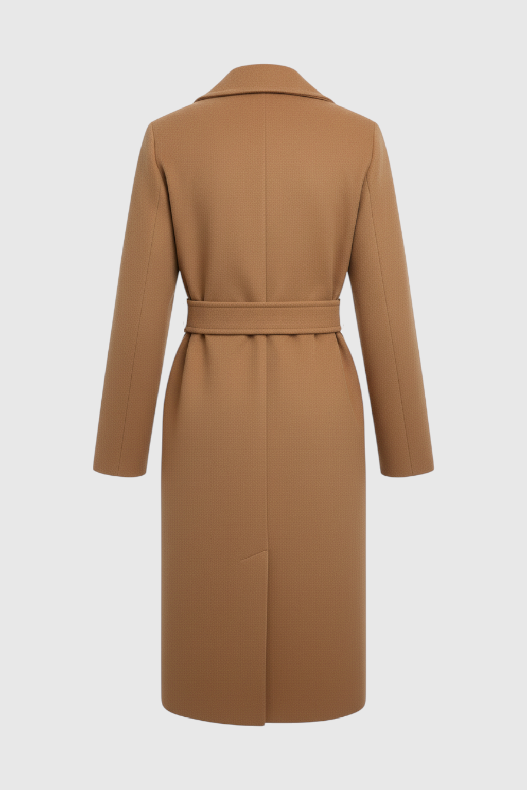 Belted Longline Coat | Notched Lapel, Buttoned Waist Tab, Slim Fit