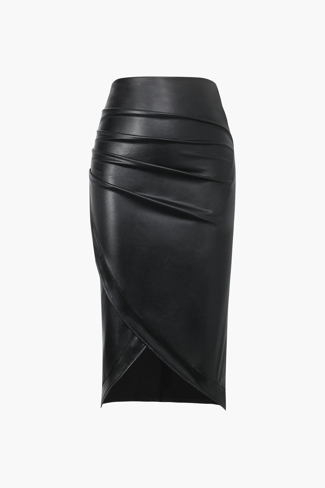 Women Midi Skirt Faux Leather