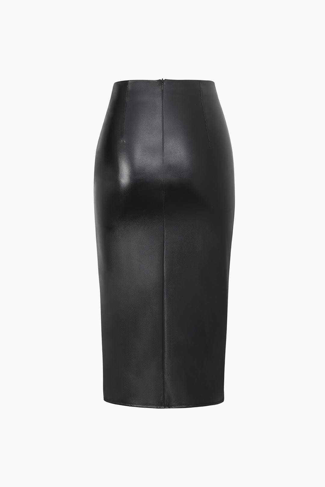 Women Midi Skirt Faux Leather