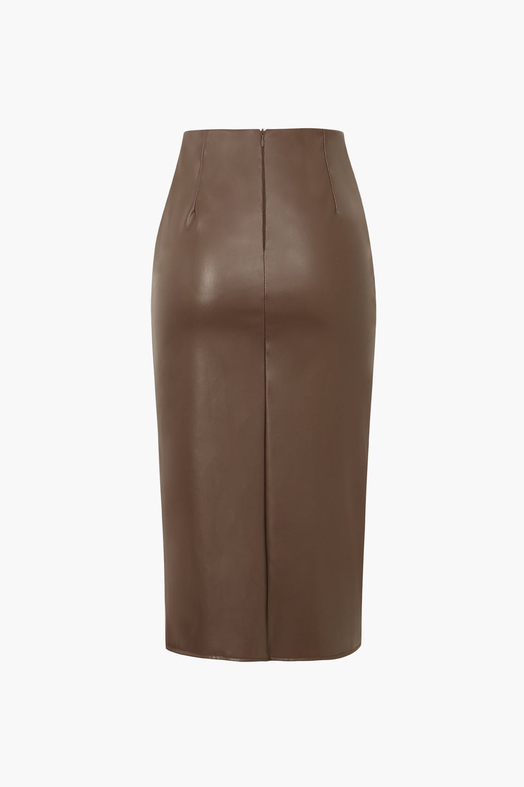 Women Midi Skirt Faux Leather