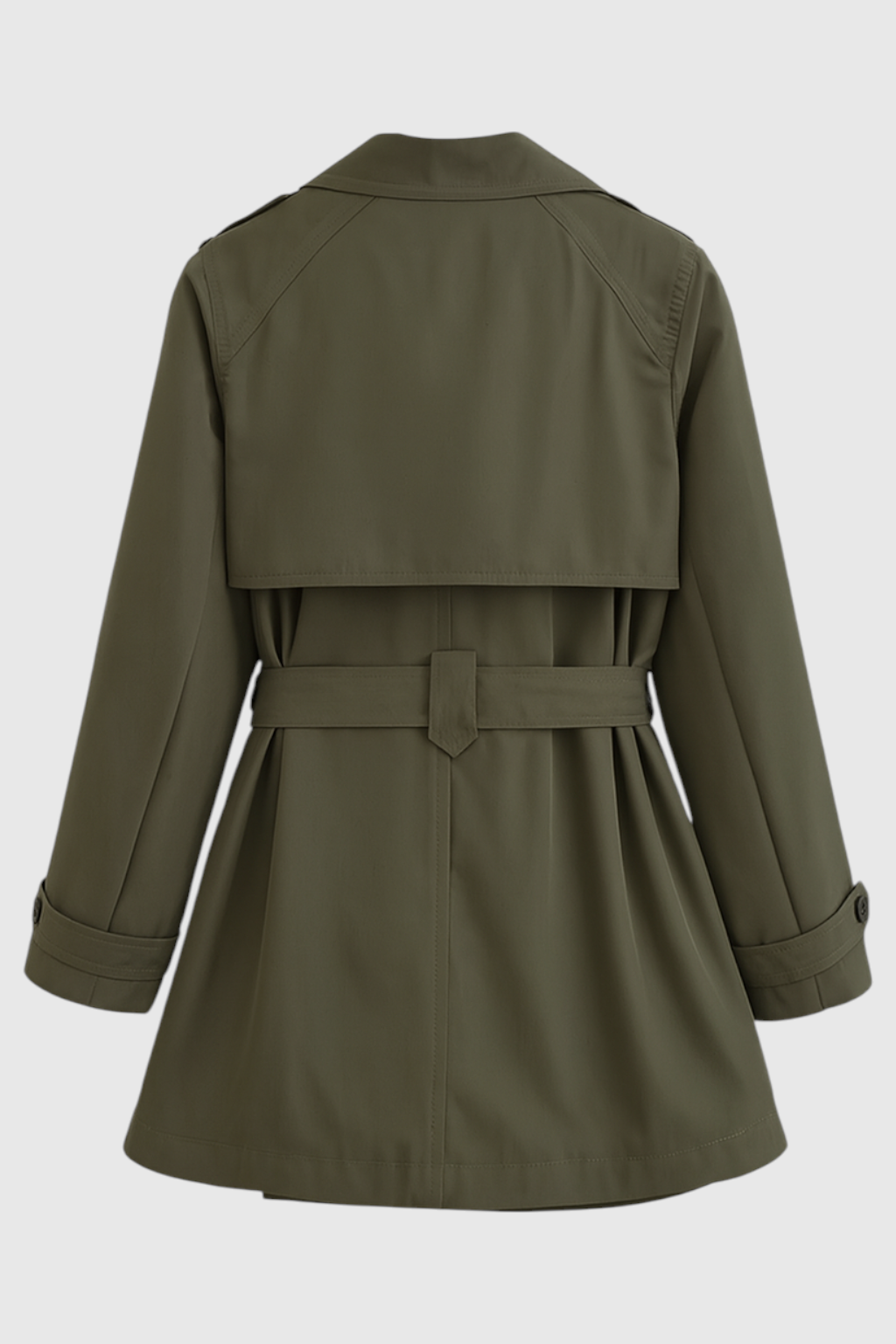 Mid Length Trench Coat | Double Breasted, Belted Waist, Storm Flap