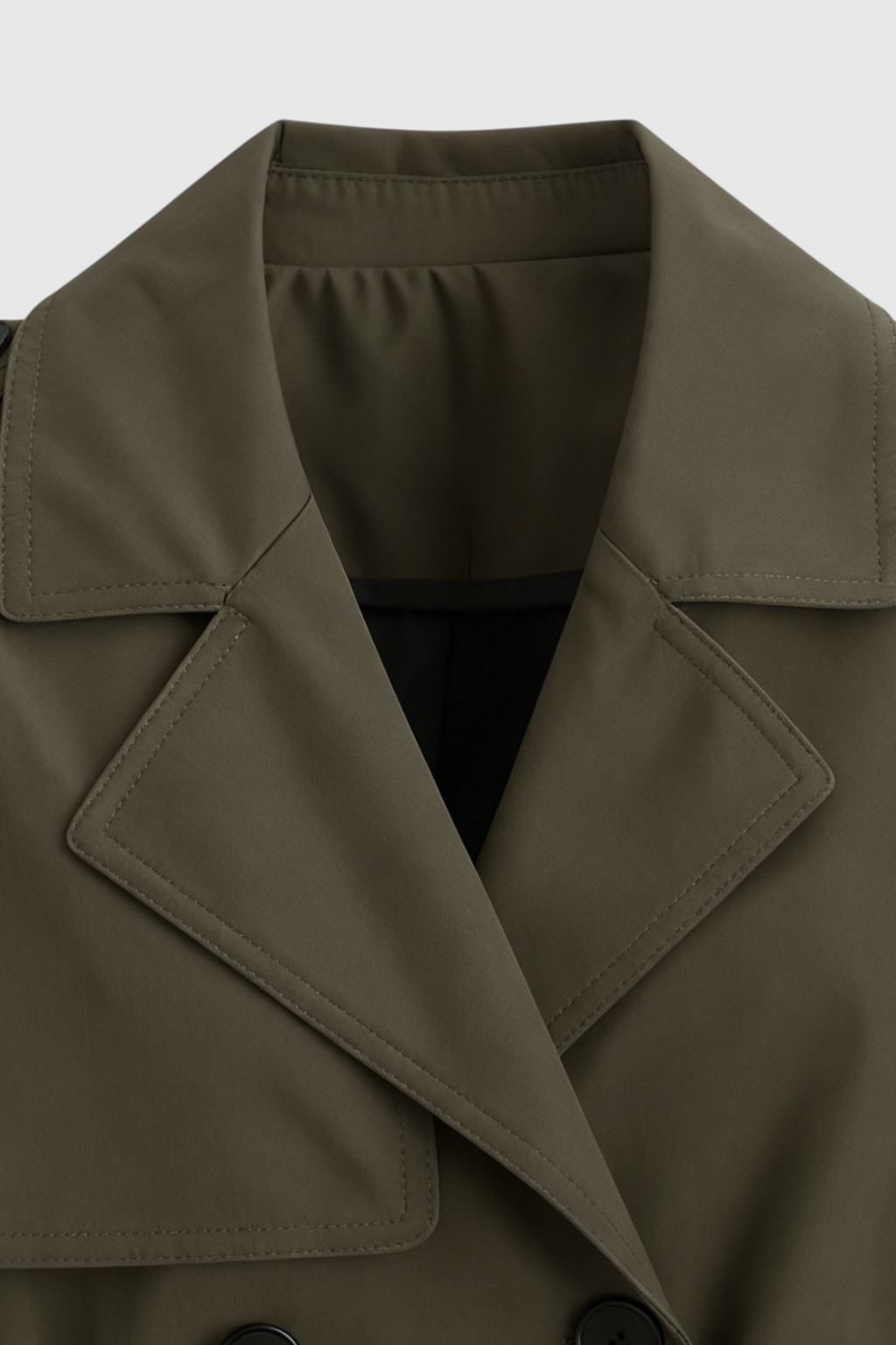 Mid Length Trench Coat | Double Breasted, Belted Waist, Storm Flap