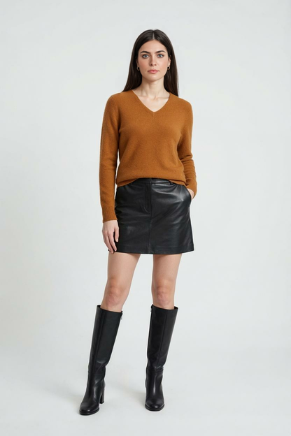 Cashmere V-Neck Sweater | Long Sleeve Knit, Slim Fit, Seamless Finish