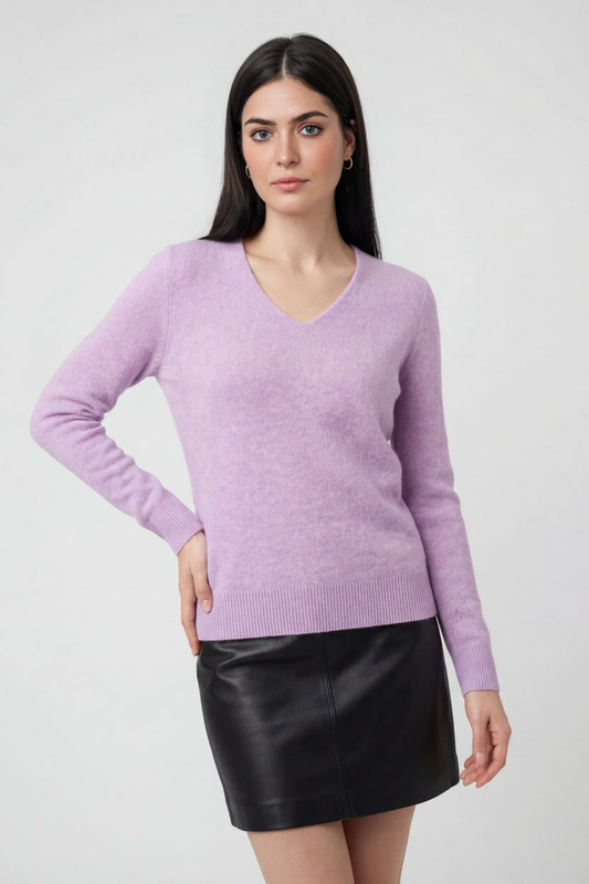 Cashmere V-Neck Sweater | Long Sleeve Knit, Slim Fit, Seamless Finish