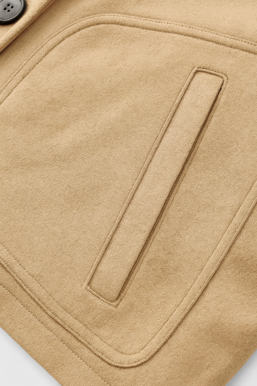 Cropped Suede-Effect Jacket | Button Front | Turn-Down Collar