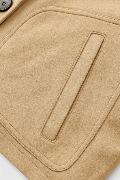 Cropped Suede-Effect Jacket | Button Front | Turn-Down Collar
