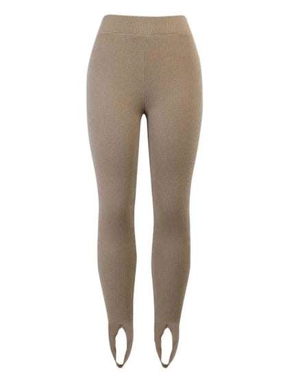 Women Ribbed Mid-Waist Leggings