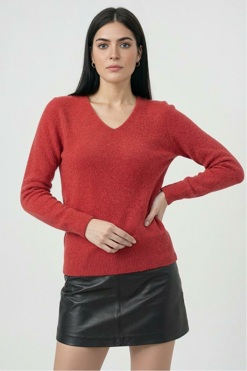 Cashmere V-Neck Sweater | Long Sleeve Knit, Slim Fit, Seamless Finish