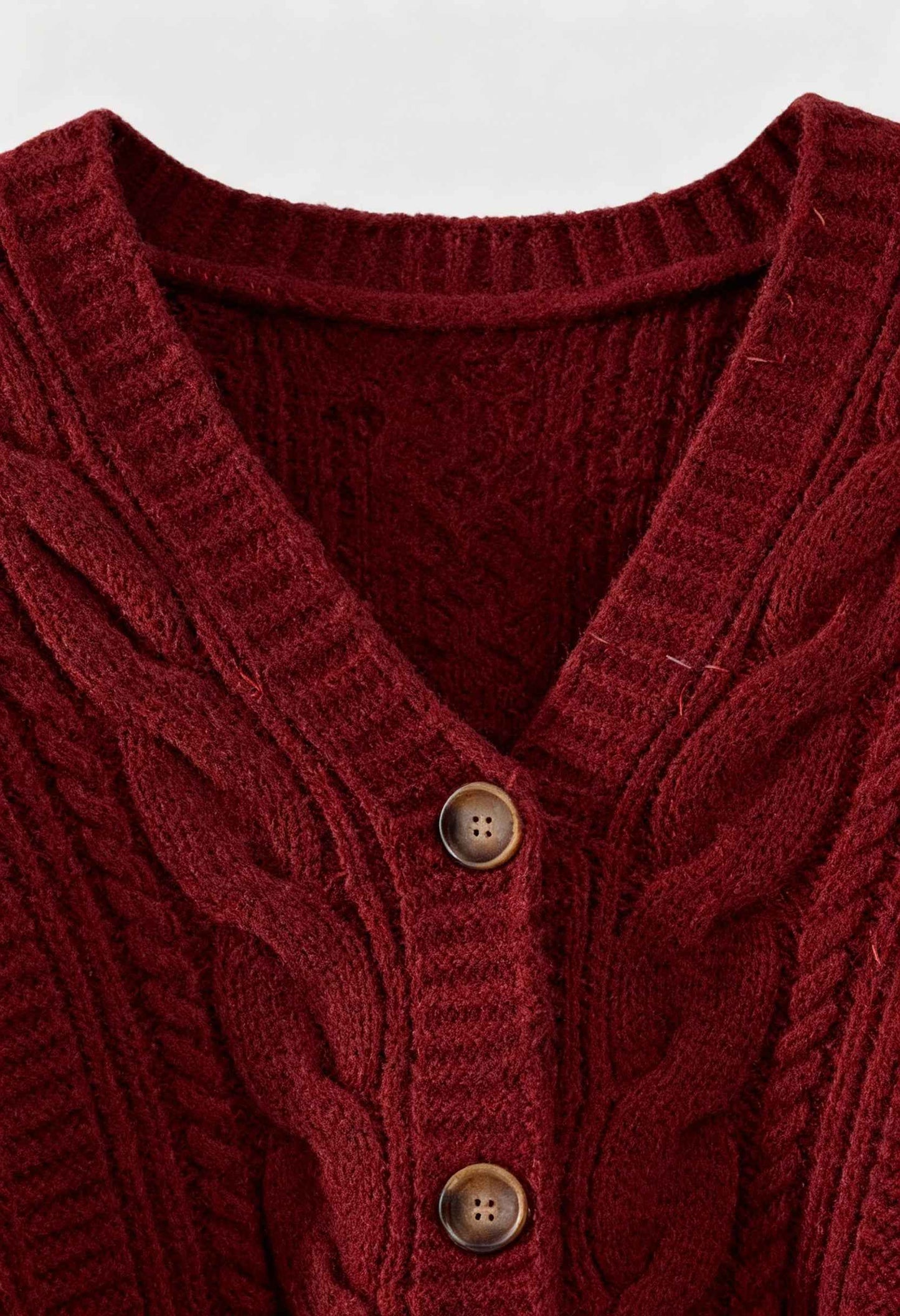 Maison Textured Cable Knit V-Neck Cardigan | Button Front | Relaxed Fit