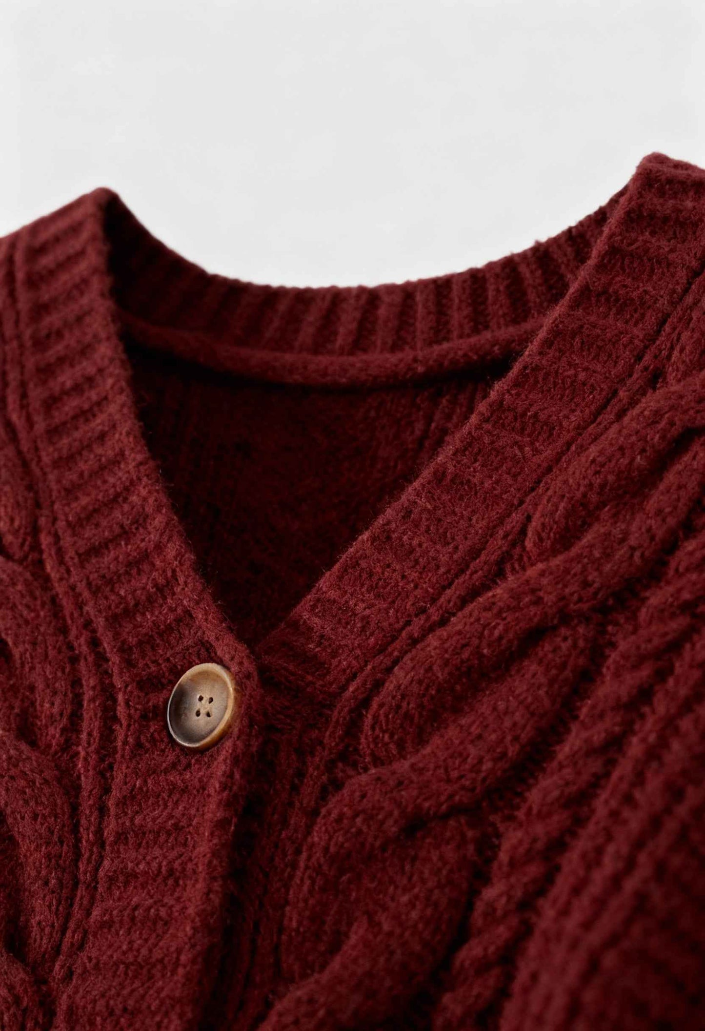 Maison Textured Cable Knit V-Neck Cardigan | Button Front | Relaxed Fit