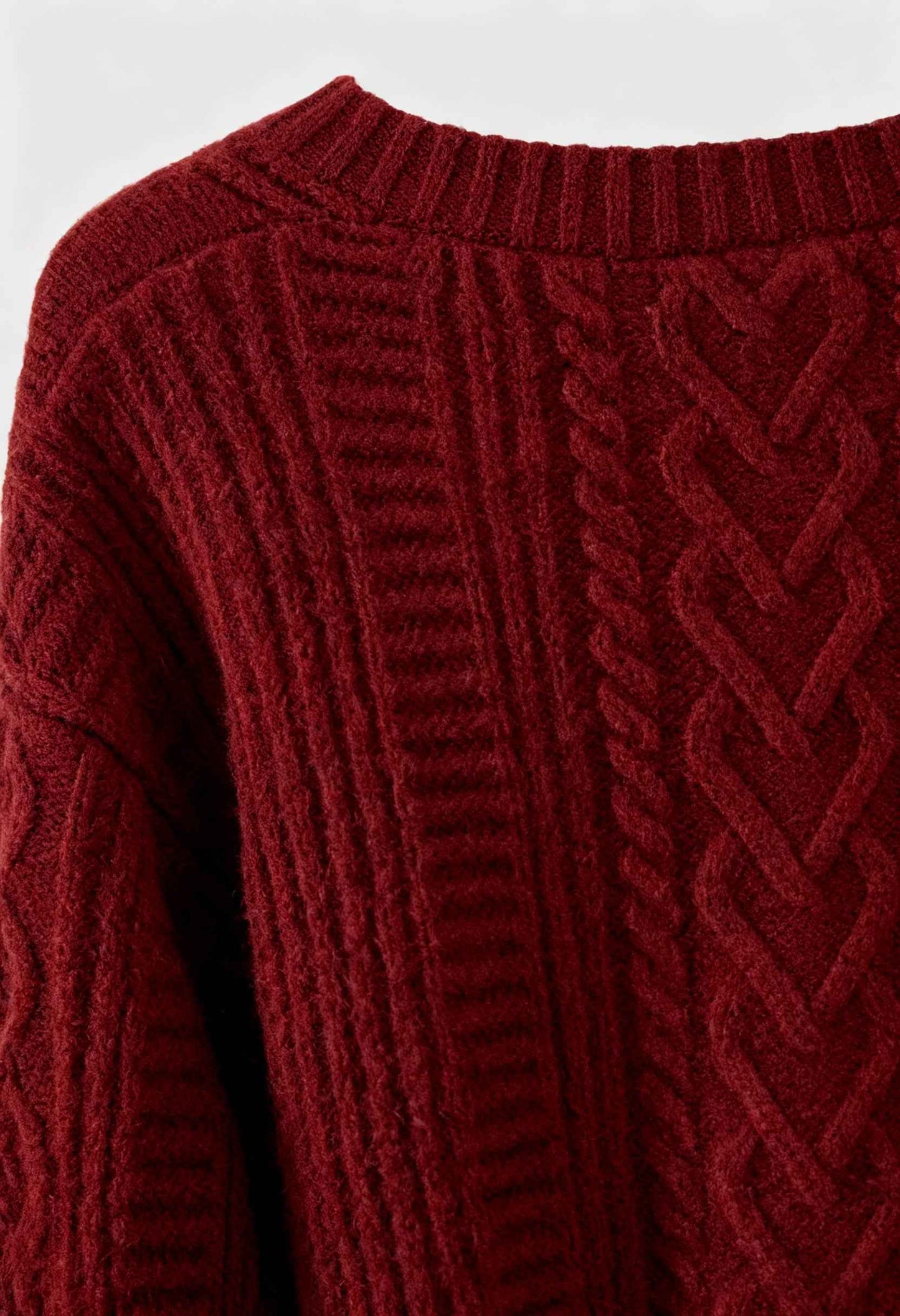 Maison Textured Cable Knit V-Neck Cardigan | Button Front | Relaxed Fit