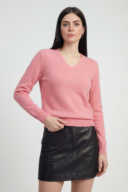 Cashmere V-Neck Sweater | Long Sleeve Knit, Slim Fit, Seamless Finish
