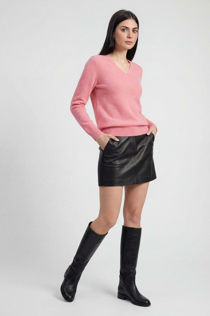 Cashmere V-Neck Sweater | Long Sleeve Knit, Slim Fit, Seamless Finish