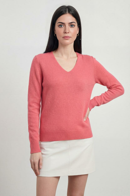 Cashmere V-Neck Sweater | Long Sleeve Knit, Slim Fit, Seamless Finish
