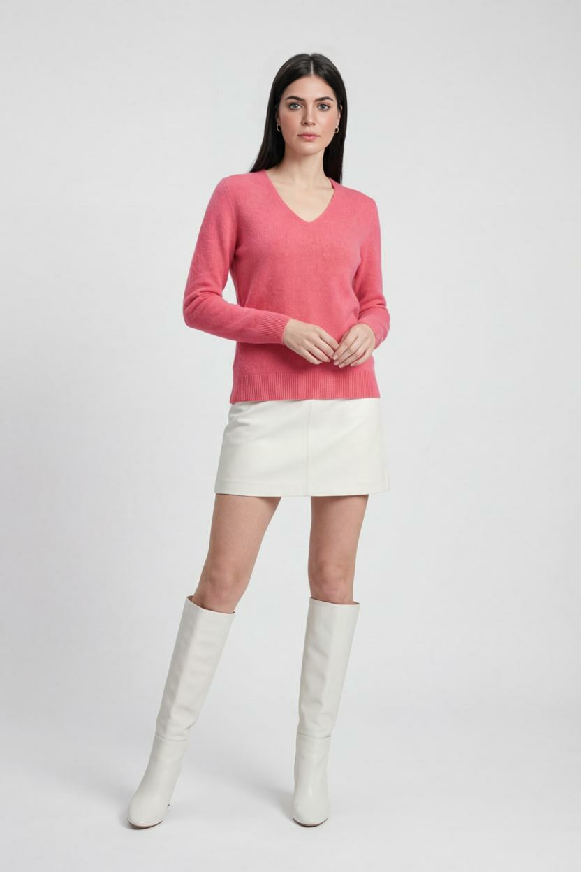 Cashmere V-Neck Sweater | Long Sleeve Knit, Slim Fit, Seamless Finish