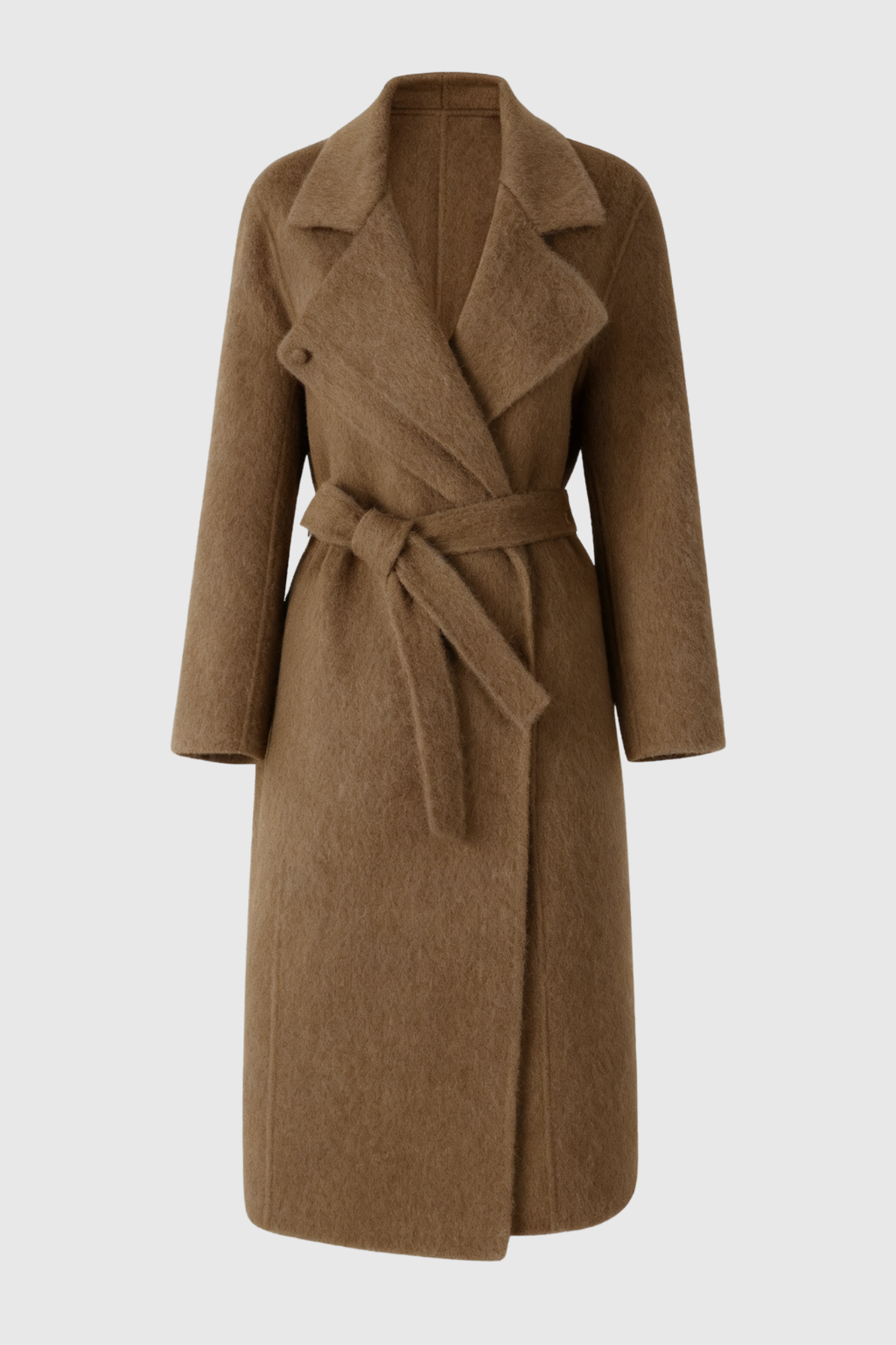 Long Belted Wrap Coat | Shawl Collar | A-Line Fit