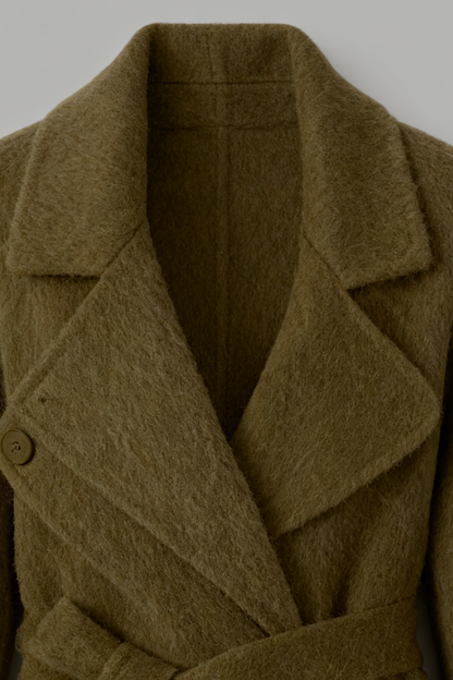 Long Belted Wrap Coat | Shawl Collar | A-Line Fit | Wool Blend