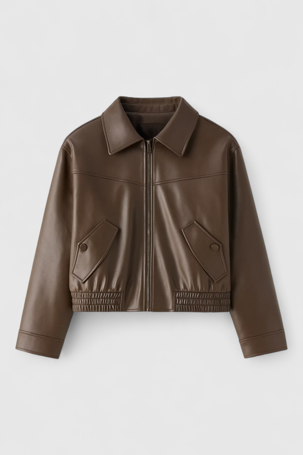 Nocturne Faux Leather Cropped Jacket | Zip Front And Structured Fit