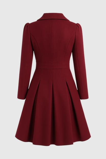Double-Breasted Coat Dress | Flared Midi | Lined | Turn-Down Collar