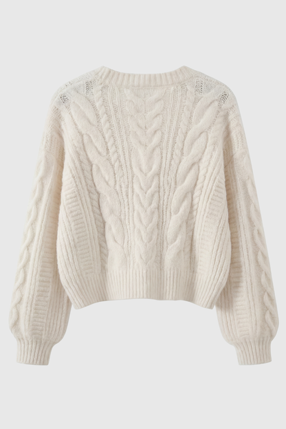 Maison Textured Cable Knit V-Neck Cardigan | Button Front | Relaxed Fit